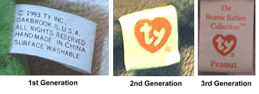 Ty Benaie Babies First, Second, and Third Generation Tush Tags